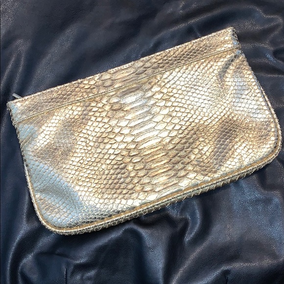 Guess Handbags - GUESS Gold Snakeprint Clutch